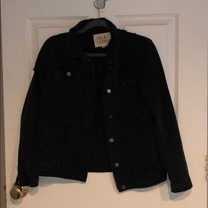 Black ripped denim jacket